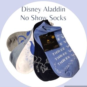 NWT Disney Princess Blue Aladdin No Show Socks Sz 4-10